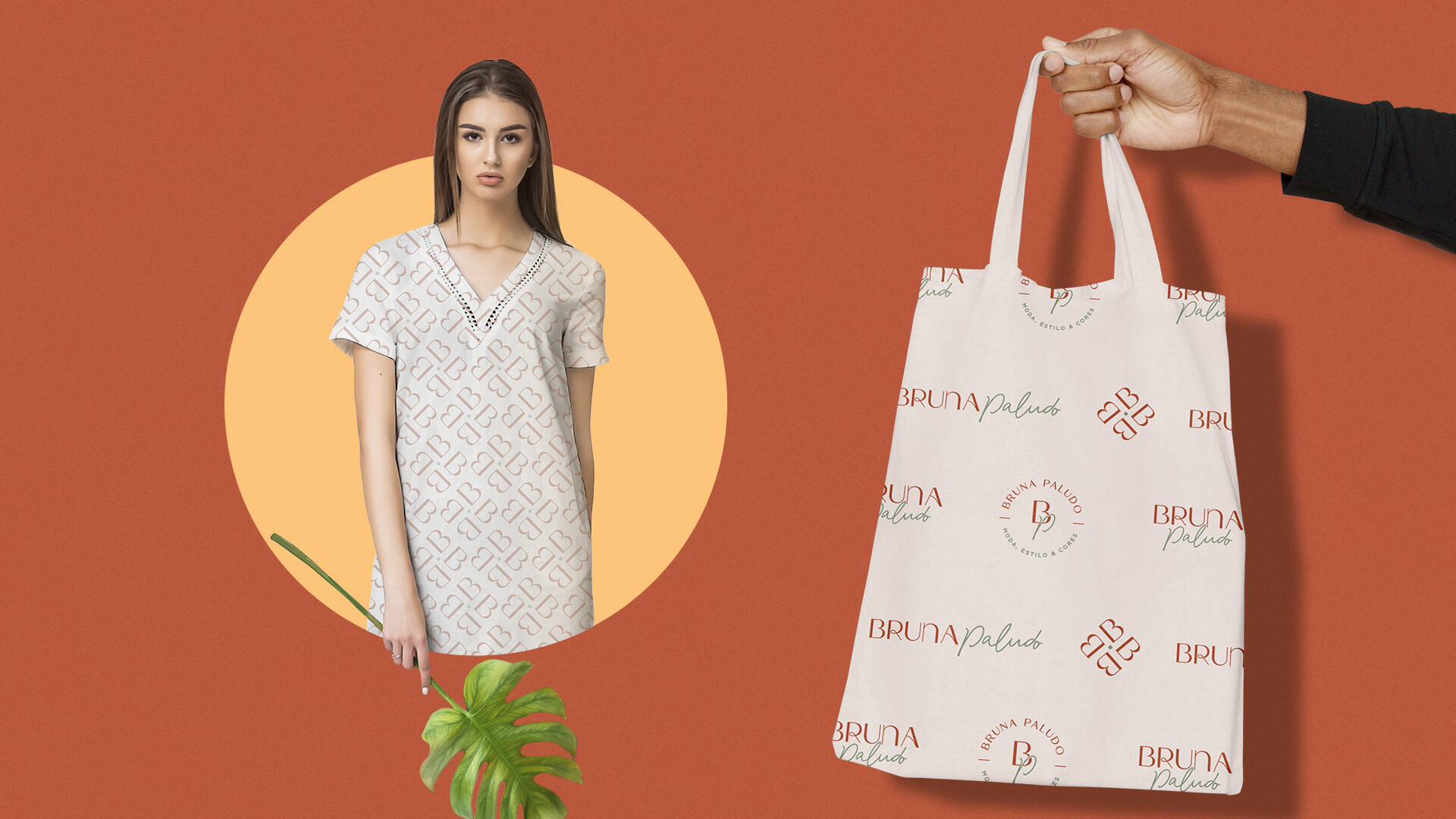 Materiais de branding com estampa Bruna Paludo